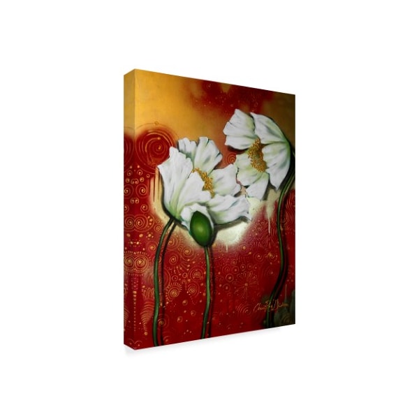 Cherie Roe Dirksen 'White Poppies On Red' Canvas Art,35x47